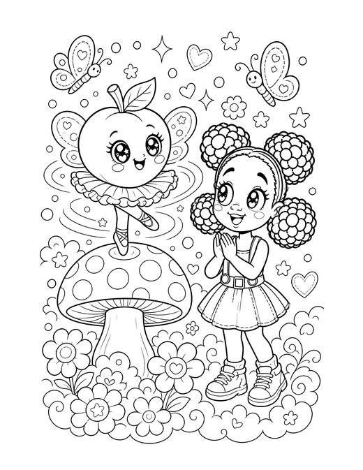 Coloring page of a peach ballerina and Nolly Lynn