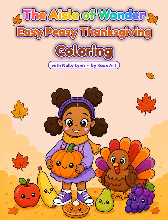 Cover of The Aisle of Wonder: Easy Peasy Thanksgiving Coloring with Nolly Lynn